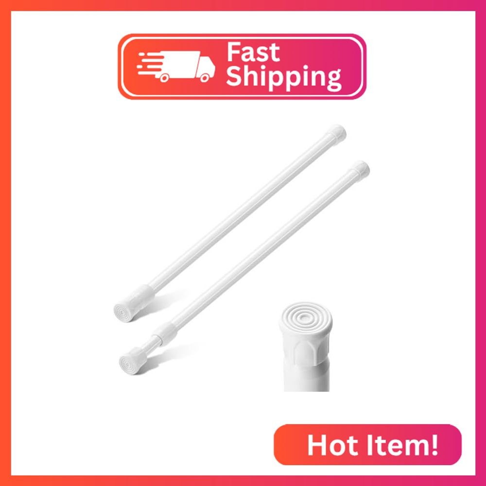 Aisoso 2 PCS Spring Tension Curtain Rods Telescoping Small Short Window Rod No D gallery