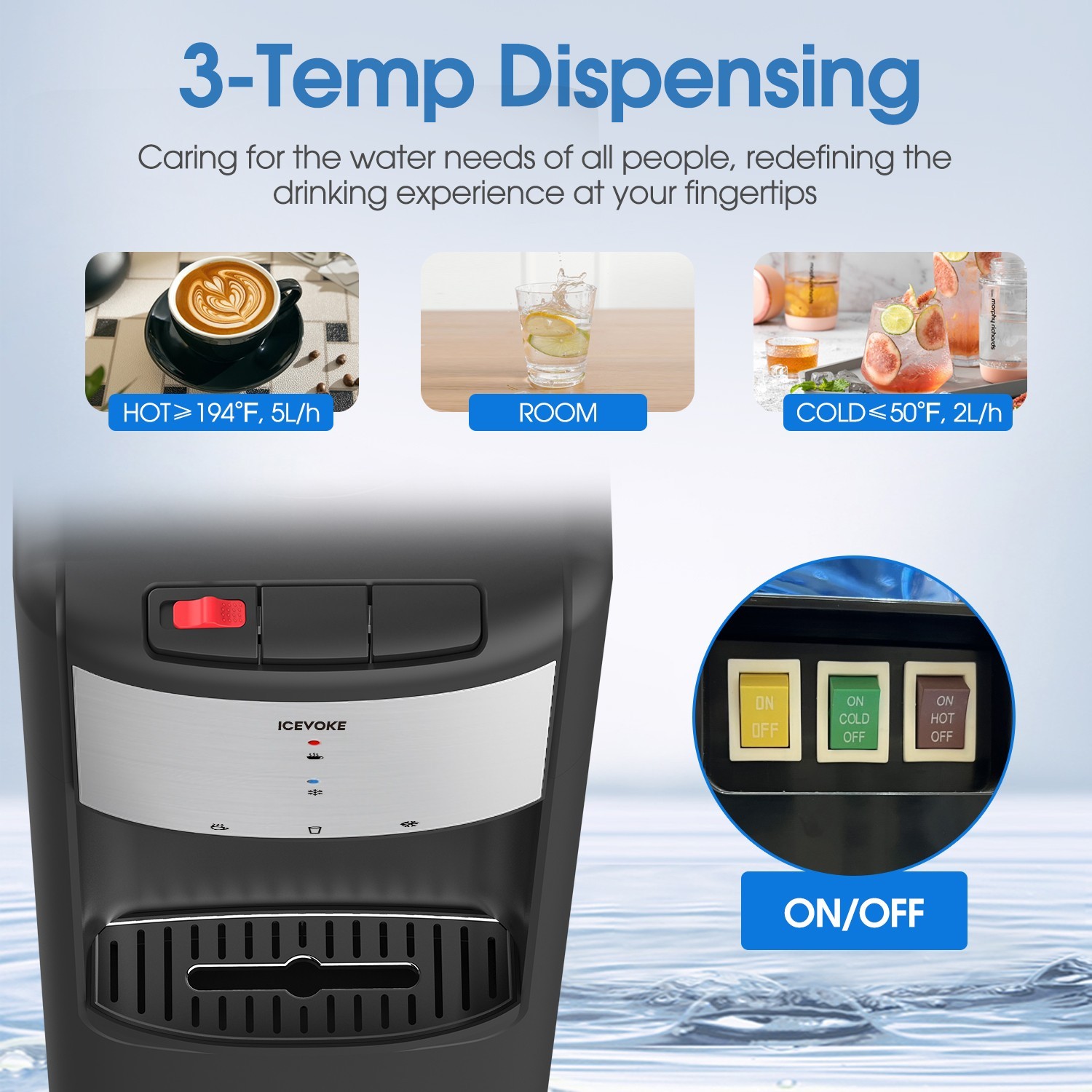 Top Loading Hot & Cold Water Cooler Dispenser for 3-5 Gallon, Child Safety Lock gallery
