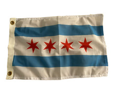 12×18 Chicago Flag 12″x18″ Super Polyester Car Boat Banner Grommets-On Sale! Z12
