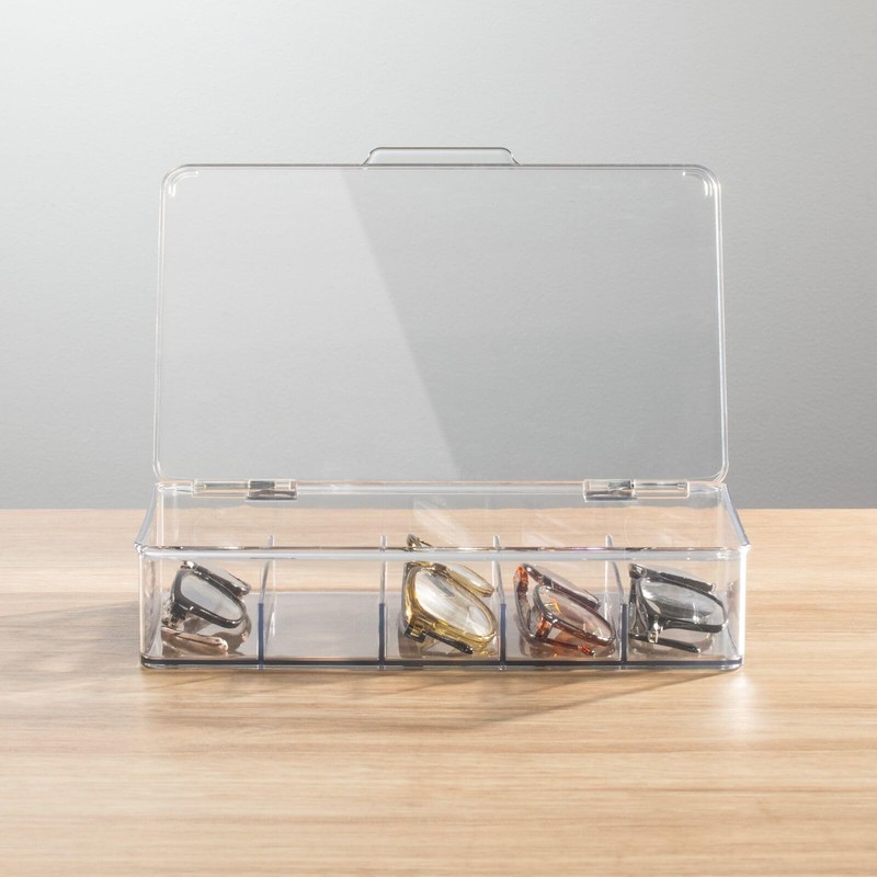 mDesign Plastic Stackable Eyeglass Case Storage Organizer Pack of 2, Clear gallery