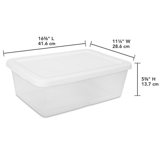 (4) 12 Quart Storage Boxes, Clear Plastic Storage Bin with Snap-On Lid, White gallery