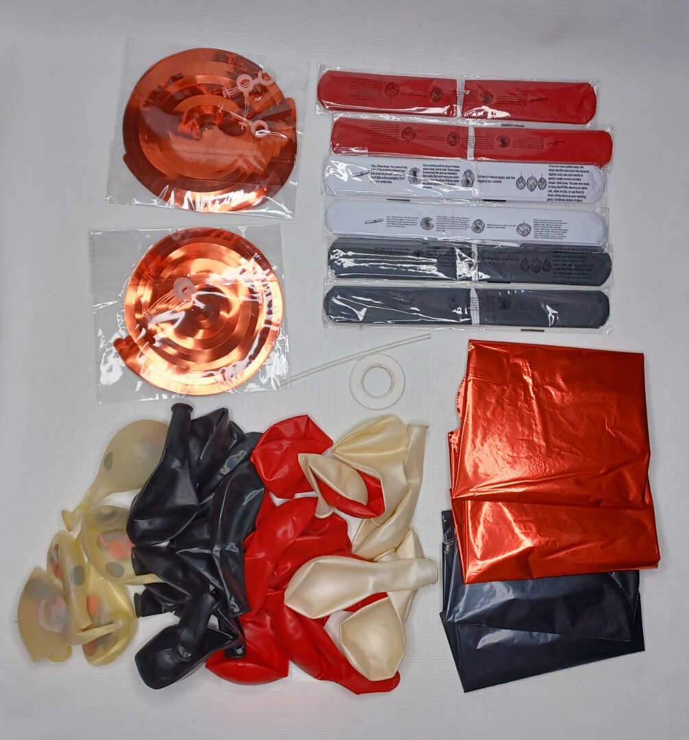 Red & Black Party Decorations Lot Party Decor Supplies Balloons Paper Pom gallery