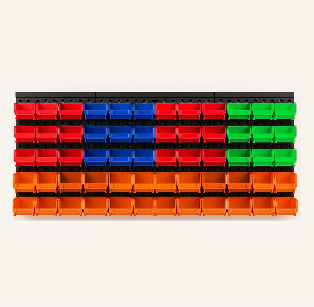 60 Garage Workshop Organizer Storage System Wall-Mounted Parts Bins w/ Backplane gallery