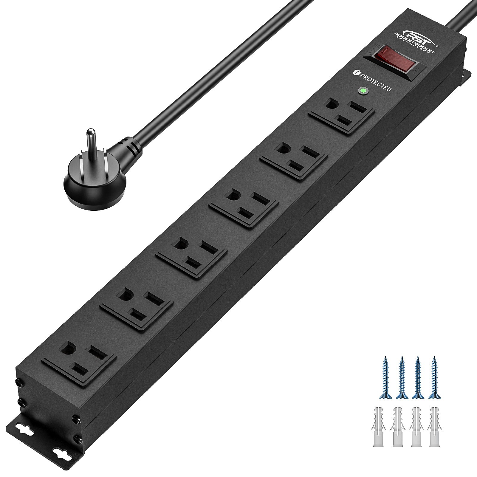 CRST 6-Outlet Heavy Duty Power Strip with Surge Protector, Mountable, 6 FT/14AWG gallery