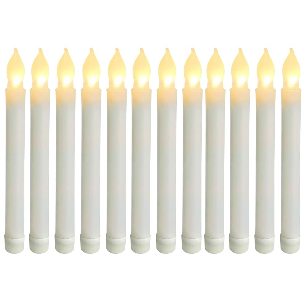 12 pcs Flameless Flickering LED Taper Candles Bulk Battery Operated Candles f... gallery