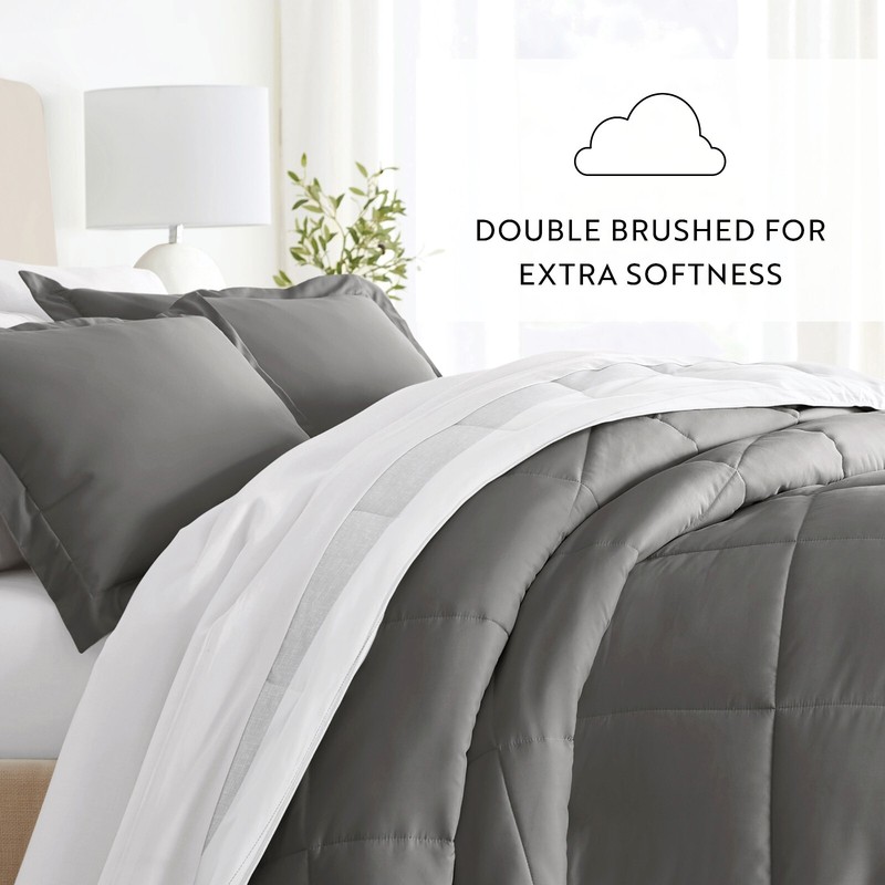 Kaycie Gray Striped Patterned Reversible Comforter gallery