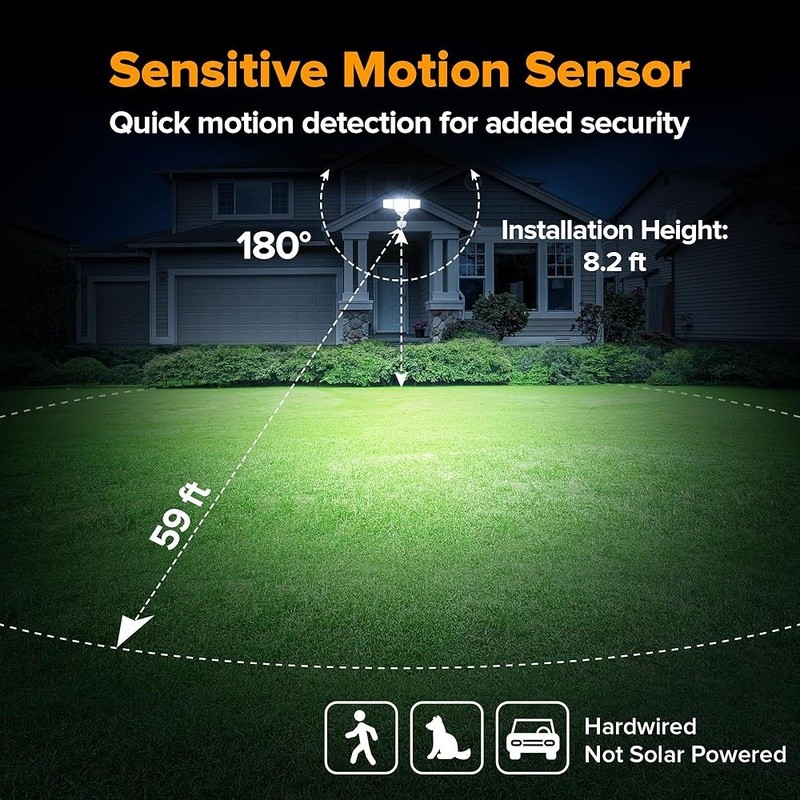 9500LM 4-Head Motion Sensor Flood Light Waterproof Outdoor Security Lighting New gallery