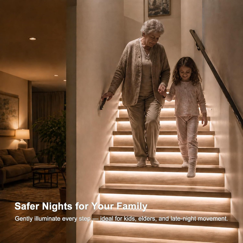 Wireless Smart Motion Sensor Stair Lights with Remote - 40" COB LED, 16 Steps gallery