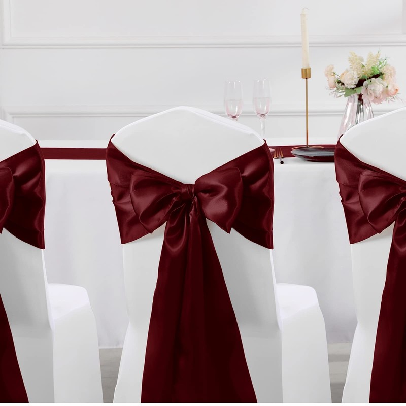 4Pcs Satin Maroon Table Runner - 12 x 108 Inch Long Size, Party Table Runner ... gallery