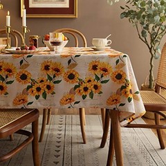 Tablecloth,Orange Floral Table Cloth for Square 60″ x 60″ (Square) Sunflower