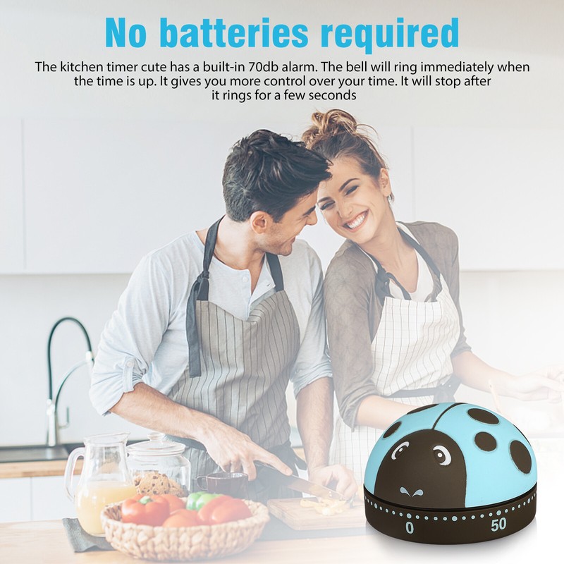 2pcs Cartoon Ladybug Mechanical Timer 60 Minutes Cooking Alarm Clock Count Down gallery