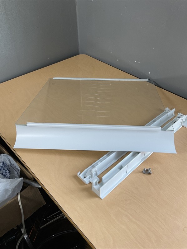 GENUINE KENMORE GE HOT POINT UPPER CRISPER DRAWER GLASS SHELF COVER & RAILS gallery