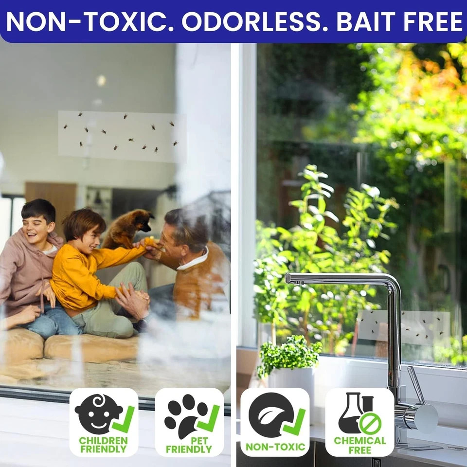 50 Pack Window Fly Traps Sticky Non-toxic Clear Fly Paper Indoor for Home&office gallery