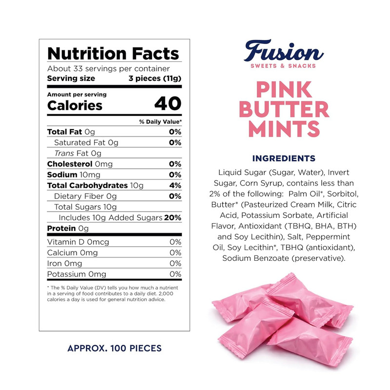 Pink Buttermints - 100 Count - Pink Candy for Baby Shower - Baby Shower Candy - gallery