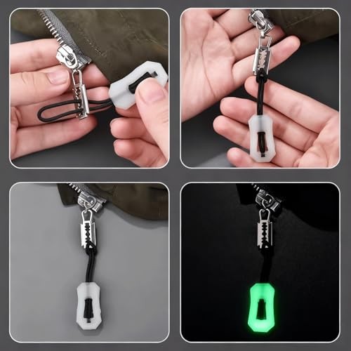 20 Pcs Self Luminous Zipper Pulls,Glow in The Dark Teardrop+Rectangle Shape gallery