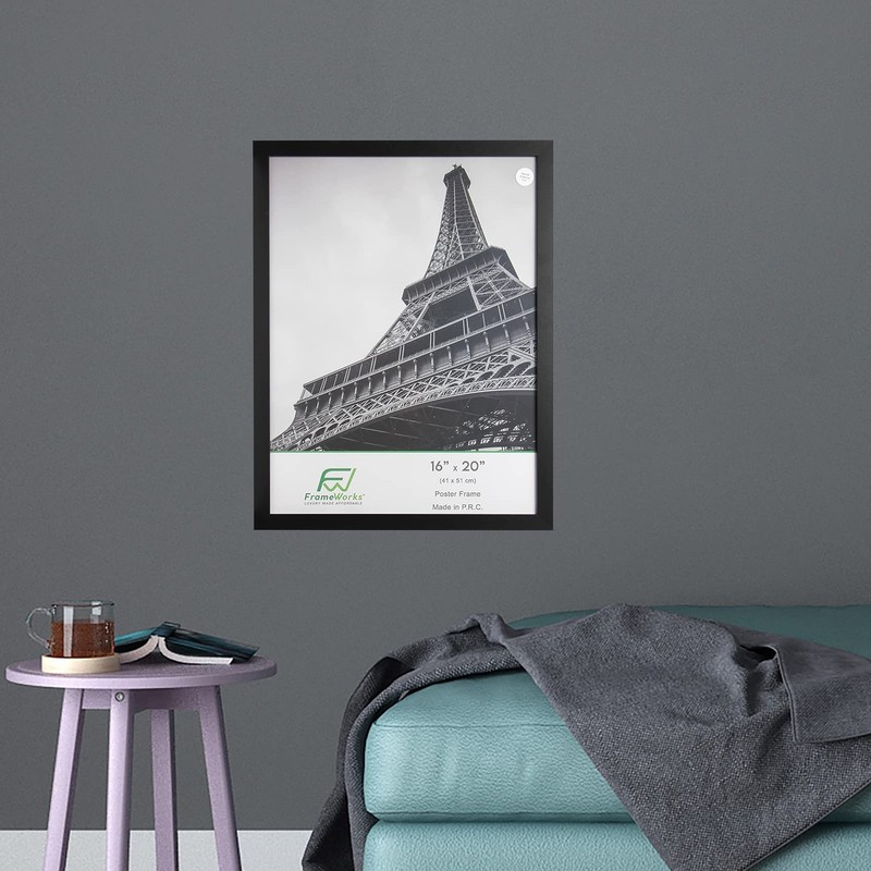 FrameWorks 16” x 20” 2-Pack Black Back-Loading Wooden Poster Frame with gallery