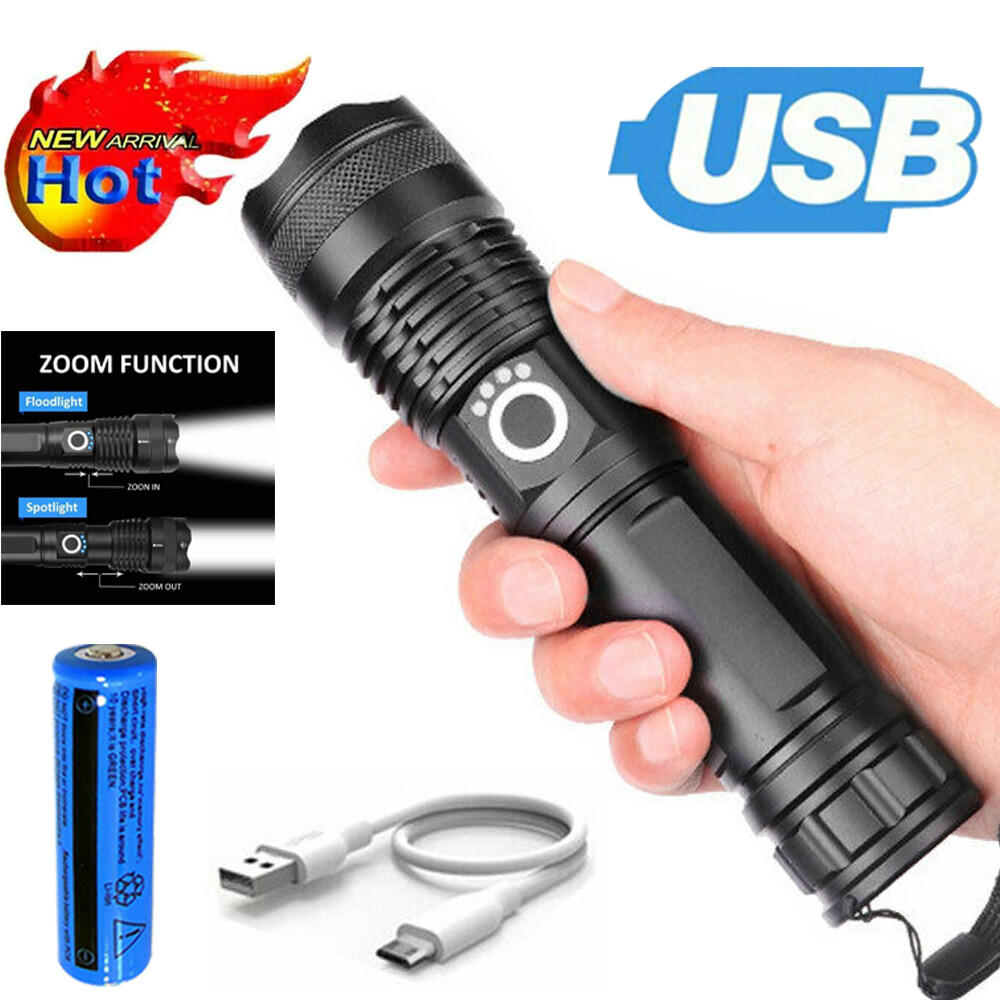 Rechargeable 990000LM LED Flashlight Tactical Police Super Bright Torch Zoomable gallery