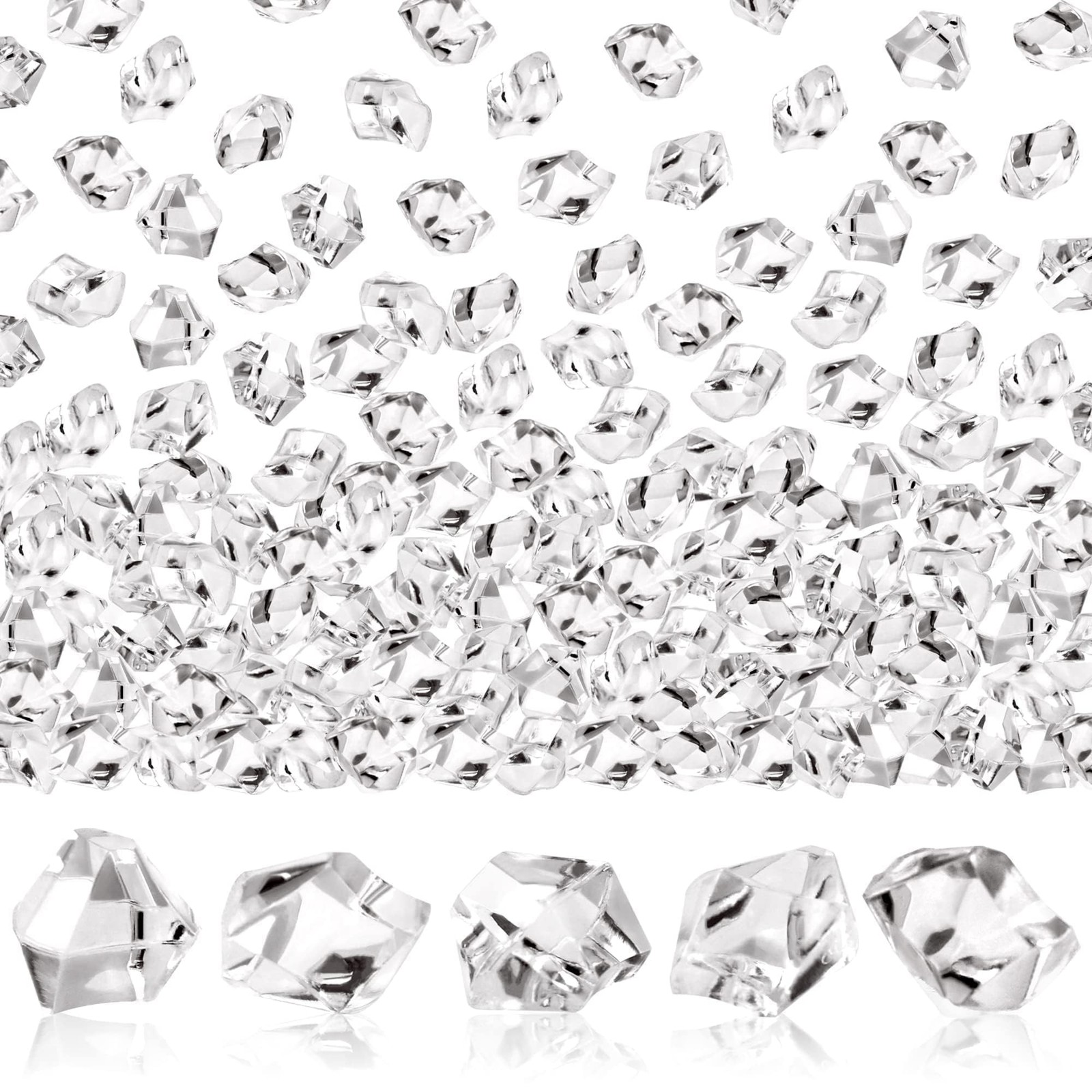 UPlama 600PCS Fake Crushed Ice Rocks, Acrylic Diamond 0.4 inches, Clear gallery
