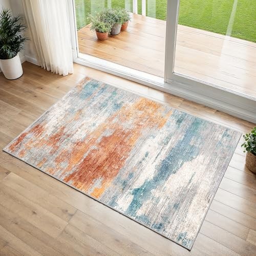 2x3 Washable Entryway Area Rug - Abstract 2' x 3' (Rectangular) Blue Brick gallery