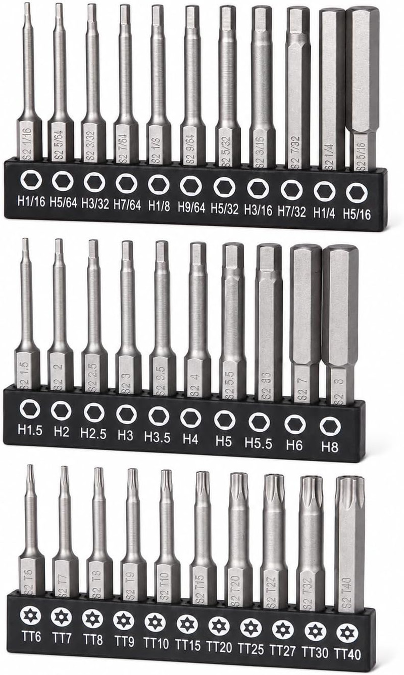 33pc Hex Head Allen Wrench Drill Bit Set SAE Metric & Security Torx S2 Steel gallery