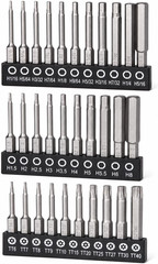 33pc Hex Head Allen Wrench Drill Bit Set SAE Metric & Security Torx S2 Steel