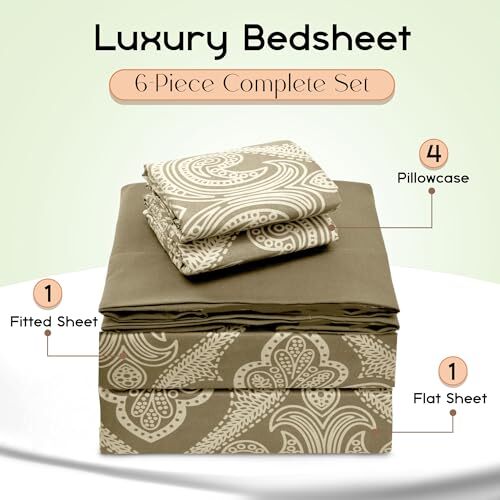 Lux Decor Queen Sheet Set, 6-Pc Cooling Bed Set, Assorted Colors , Sizes gallery