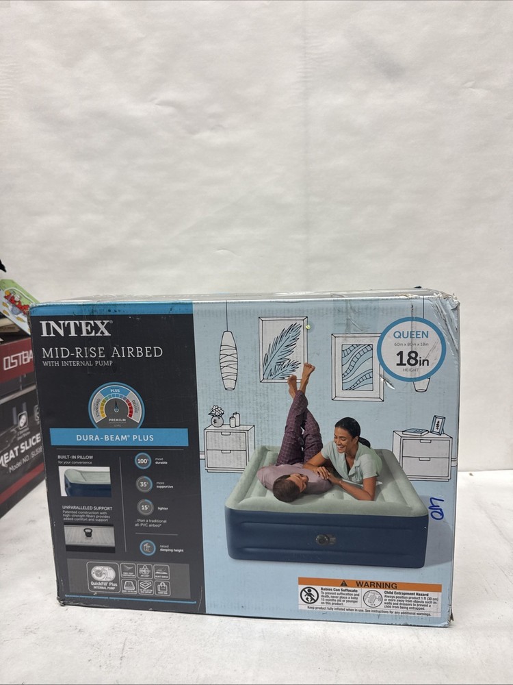 Intex 18" Inflatable Elevated Premium Comfort Airbed with Built-In Pump, King