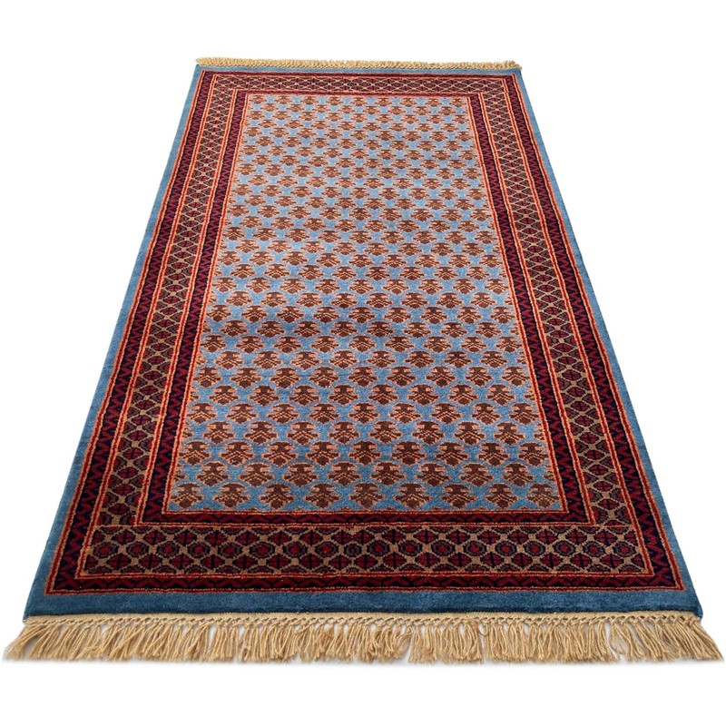 Handmade Hand Knotted Wool Rug, Traditional Lichi, Bluish Gray, 3x5 ft (90x150cm gallery