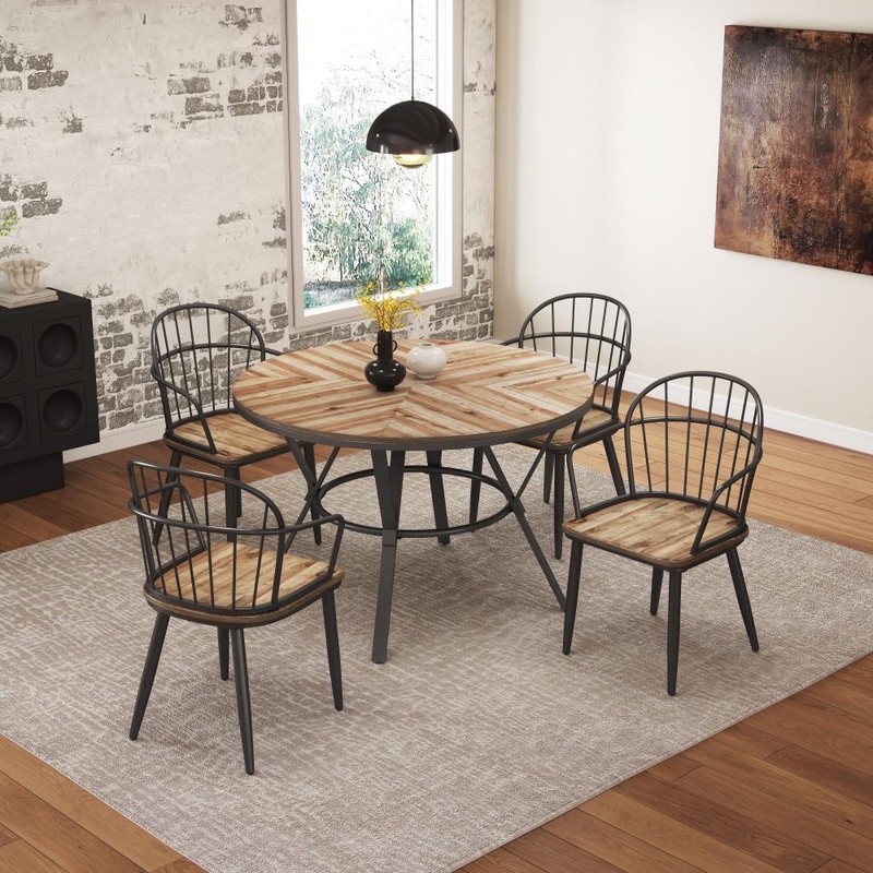 Indoor Dining Table Featuring four metal legs Light birch finish Mixed materials gallery