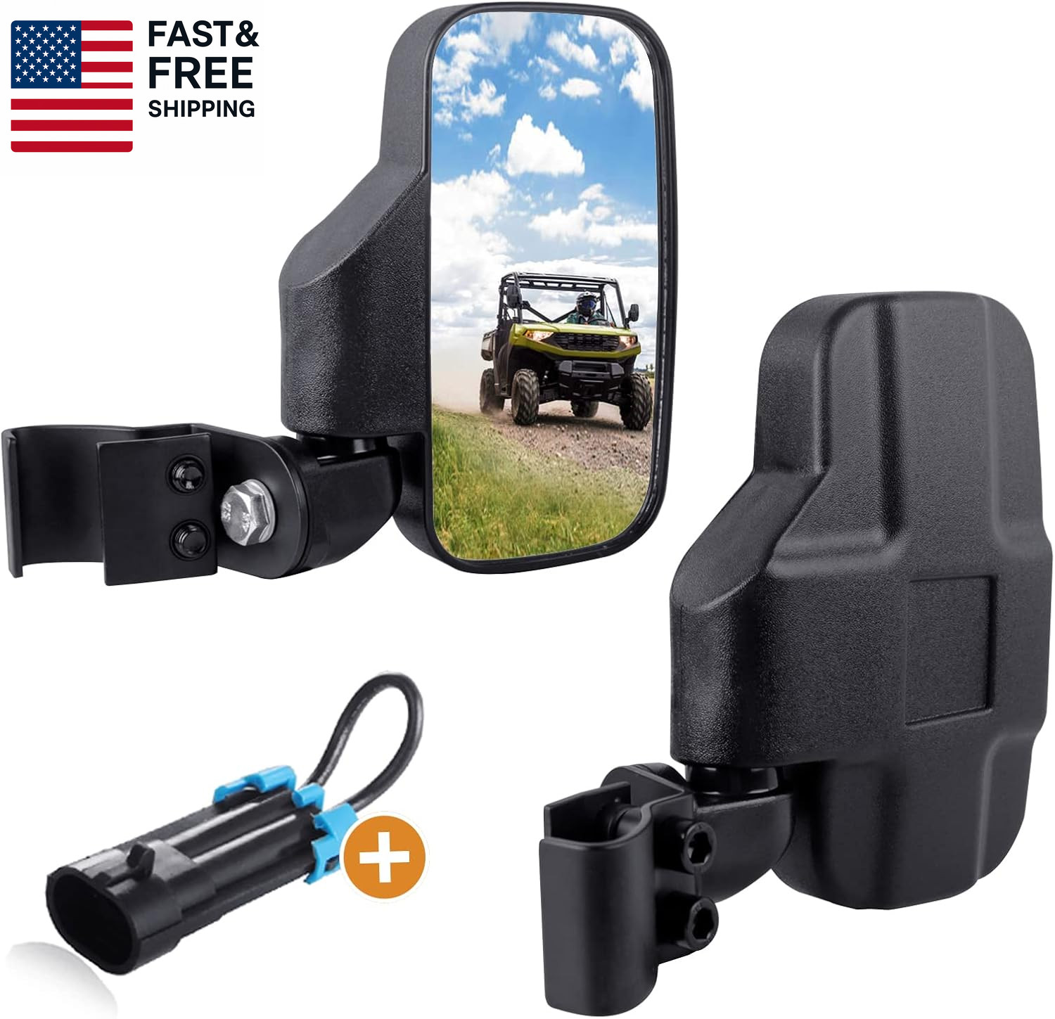 UTV Rear Side View Mirrors Compatible with 2015+ Polaris Ranger 570 900 XP 1000/ gallery