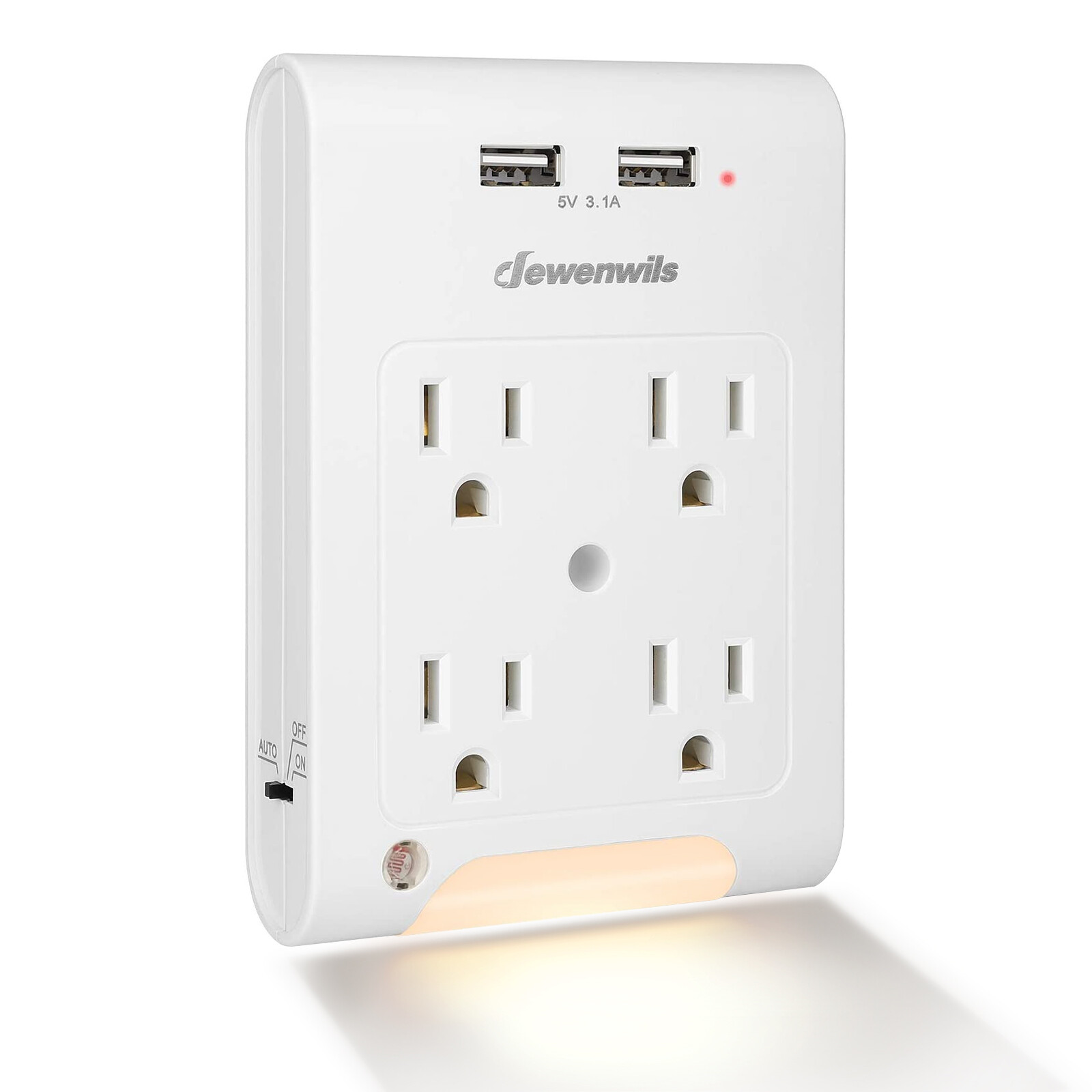 DEWENWILS Wall Plug Outlet Adapter with 2 USB Ports Light Sensor Night Light gallery