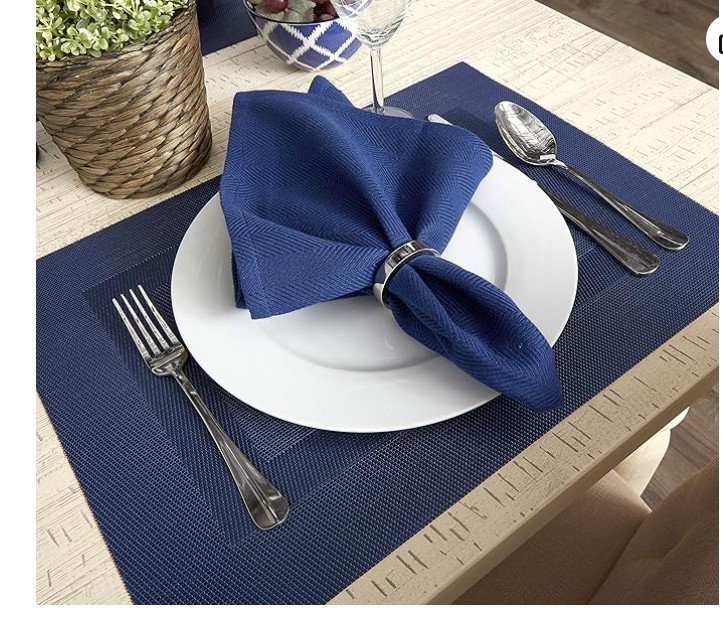 Polyvinyl Chloride Doubleframe Placemat, Set of 6 - Dark Blue gallery