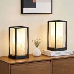 Bedside Table Lamp Set with Touch Control, LED Bulbs, USB Ports (Set of 2)