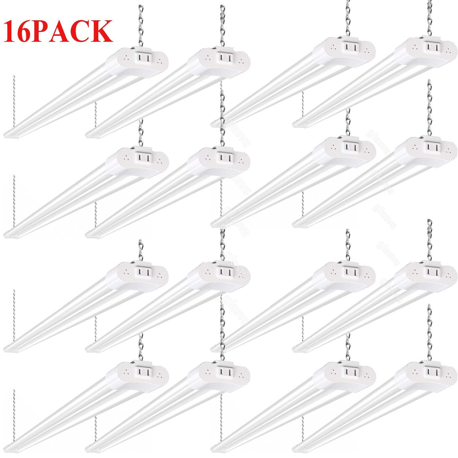 16 Pack 4FT LED Double Tube Light Shop Lights Workbench Garage Ceiling Fixture gallery