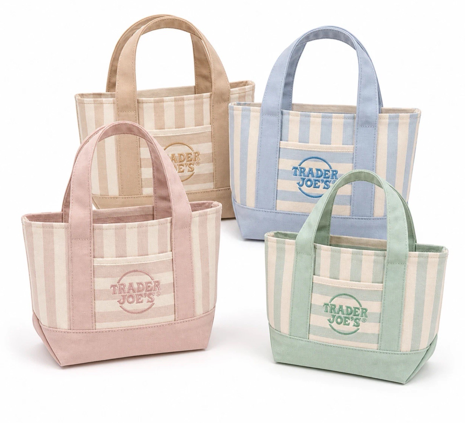 Trader Joe's Striped Canvas Mini Tote Bag Set 4 Colors Summer 2026 Limited gallery