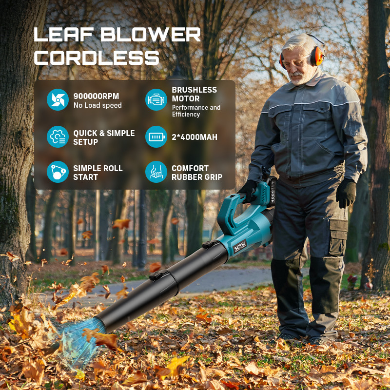 Professional Seesii Leaf Blower 780CFM 400MPH Adjustable Strap 2x4000mah&Charger gallery