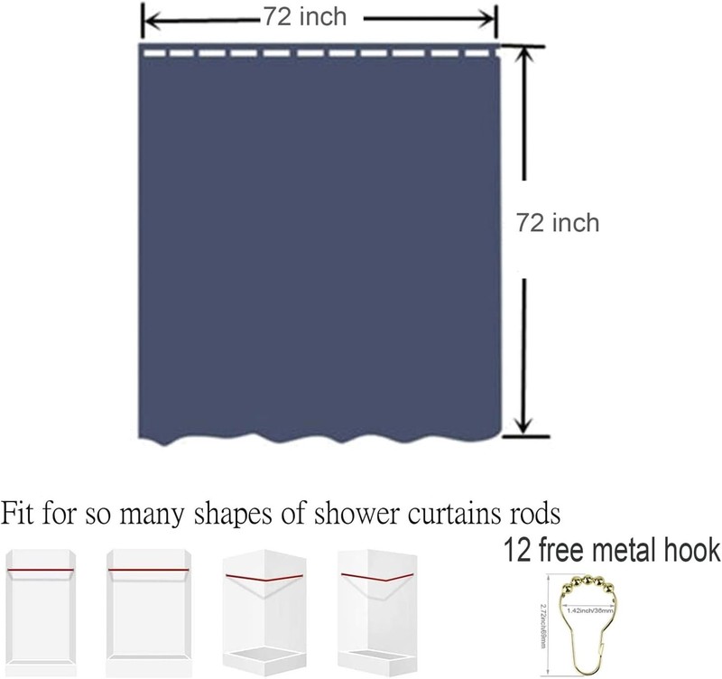 Off White Velvet Shower Curtains Bathroom,260 GSM Heavy Duty Fabric Luxury gallery
