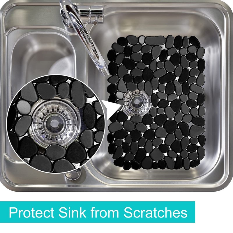 Kitchen Sink Mats 4 Pack Adjustable Pebble Protectors Black/Gray/Blue/Green gallery