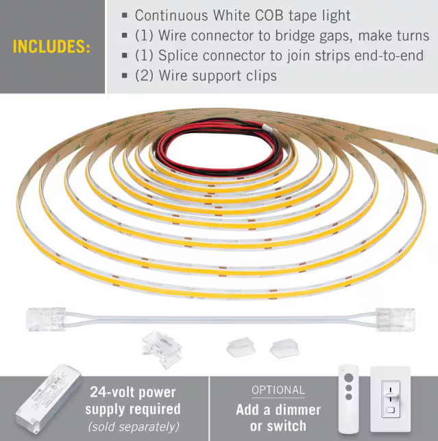 Armacost Lighting 171130 RibbonFlex 24V White COB 16' Dimmable Strip Light Tape gallery