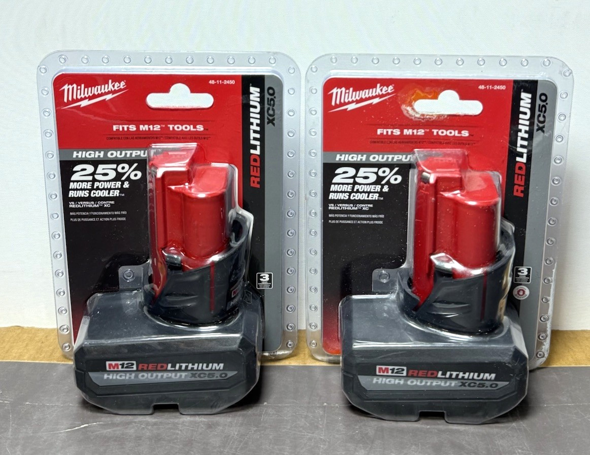 Milwaukee 2 Pack M12 XC High Output 5 amp 12V Battery 48-11-2450 -Brand New gallery