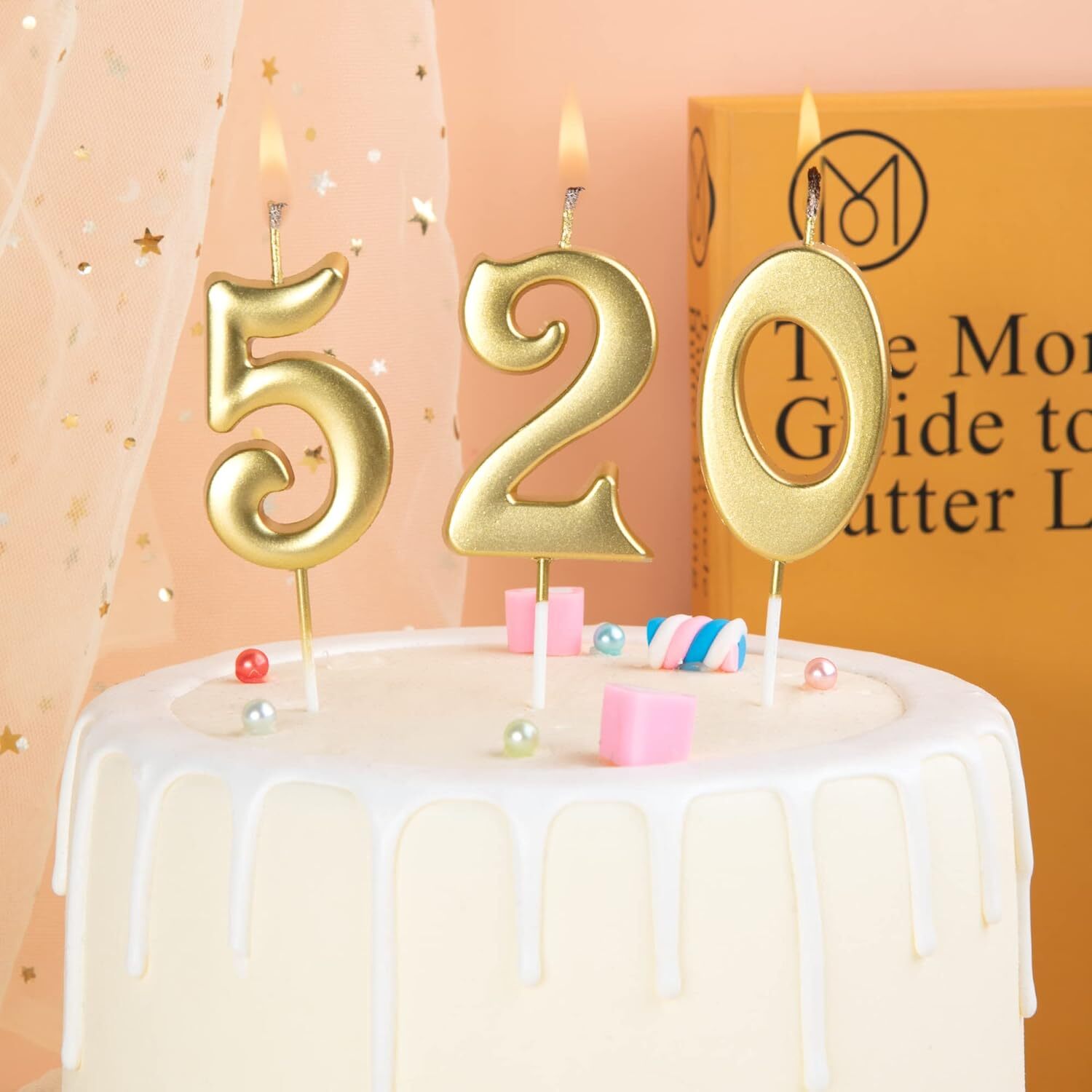PHD CAKE 10-Count 0-9 Gold Number Birthday Candles, One Birthday, gallery