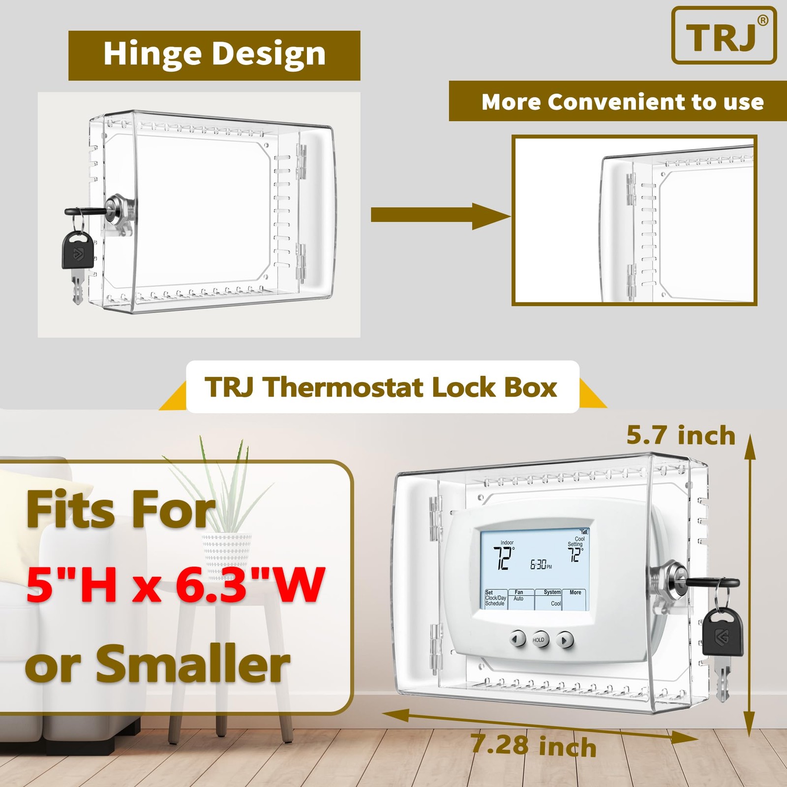 Thermostat Lock Box HeavyDuty Clear Acrylic Lockable Cover for AC Control 7x4.7 gallery