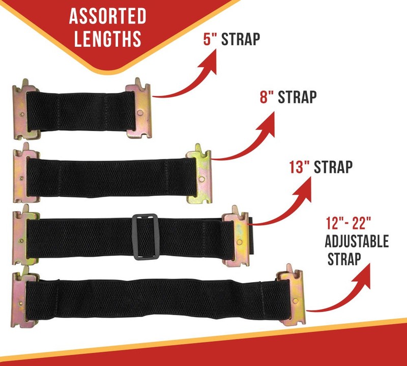 8Pcs E-Track Bungee Tie-Down Straps 2" Black Bungee Straps E-Track Accessories gallery