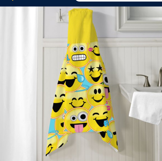 EmojiNation Hooded Towel Wrap Emoji Print 24 in x 50 in (61 cm x 127 cm)/ Yellow gallery