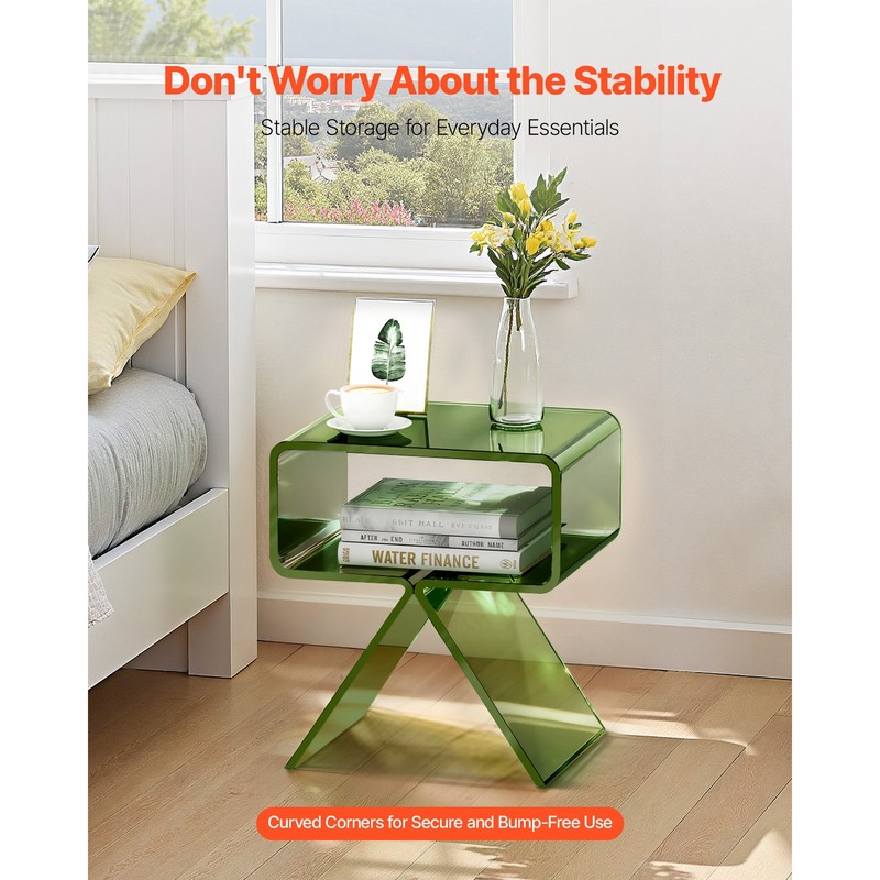 Uimoso Acrylic Nightstand Side Table Modern Clear Bedside No Assembly Required gallery