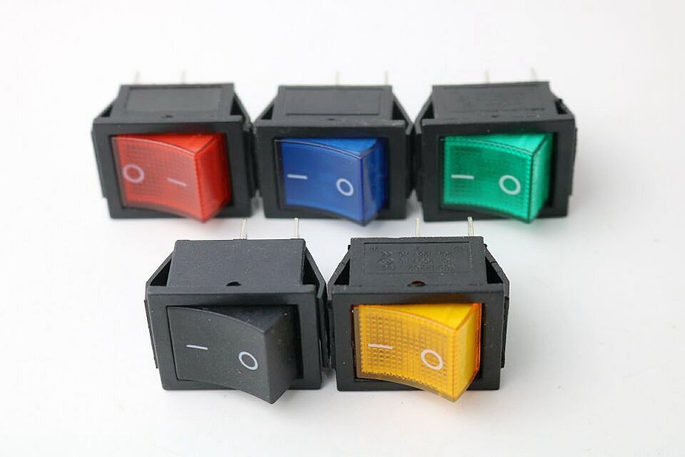 Panel Mount Rocker Switch I/O 4 Pins With LED Light Color 16A 250VAC/20A 125VAC gallery