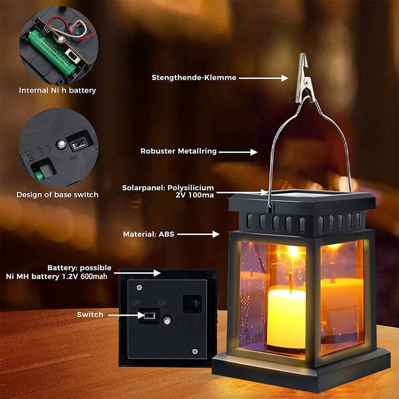 30 LED Solar Powered Lantern Lights Waterproof Hanging Outdoor Garden Lamp Decor gallery