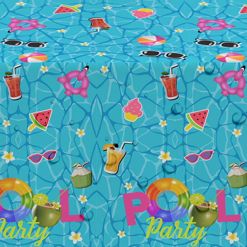 Pool Party Decorations Tablecloth, Disposable Summer Beach Party Tablecover for gallery
