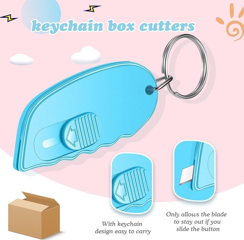 12 Pack Mini Box Cutter Portable Mini Keychain Box Cutter with Auto Retractable gallery