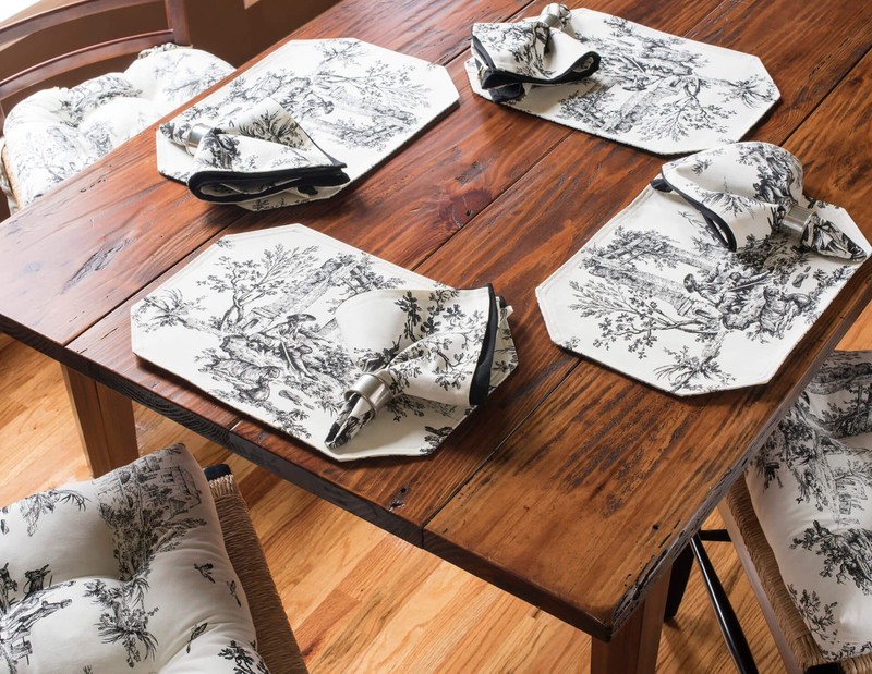 Bouvier Black - Toile Ruffled Chair Pad - Pack of 4 gallery